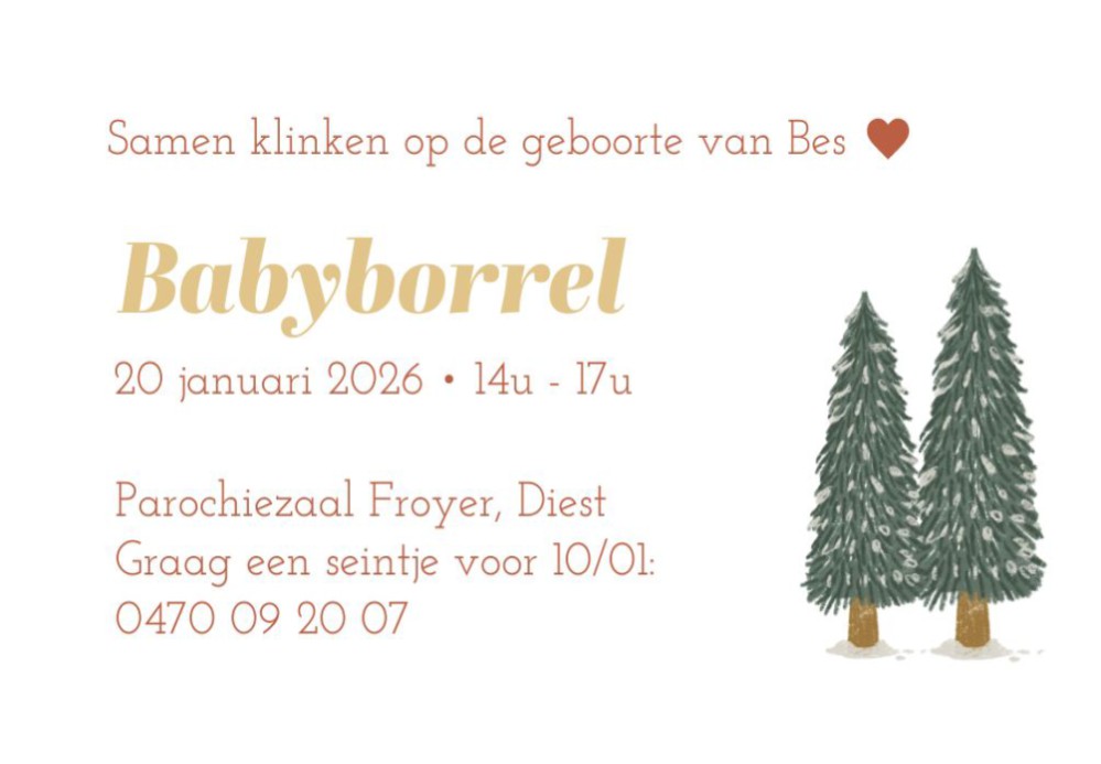 Babyborrelkaartje BES • 85x55mm
