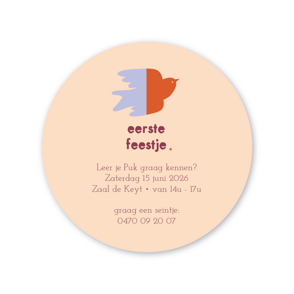 Babyborrelkaartje CIRKEL • PUK • 85x85mm