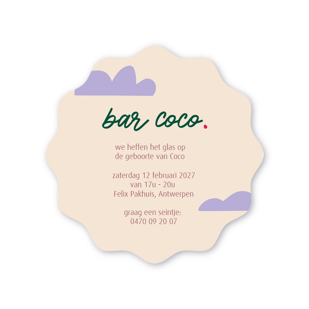 Babyborrelkaartje VORM GOLFJES • COCO • 85x85mm