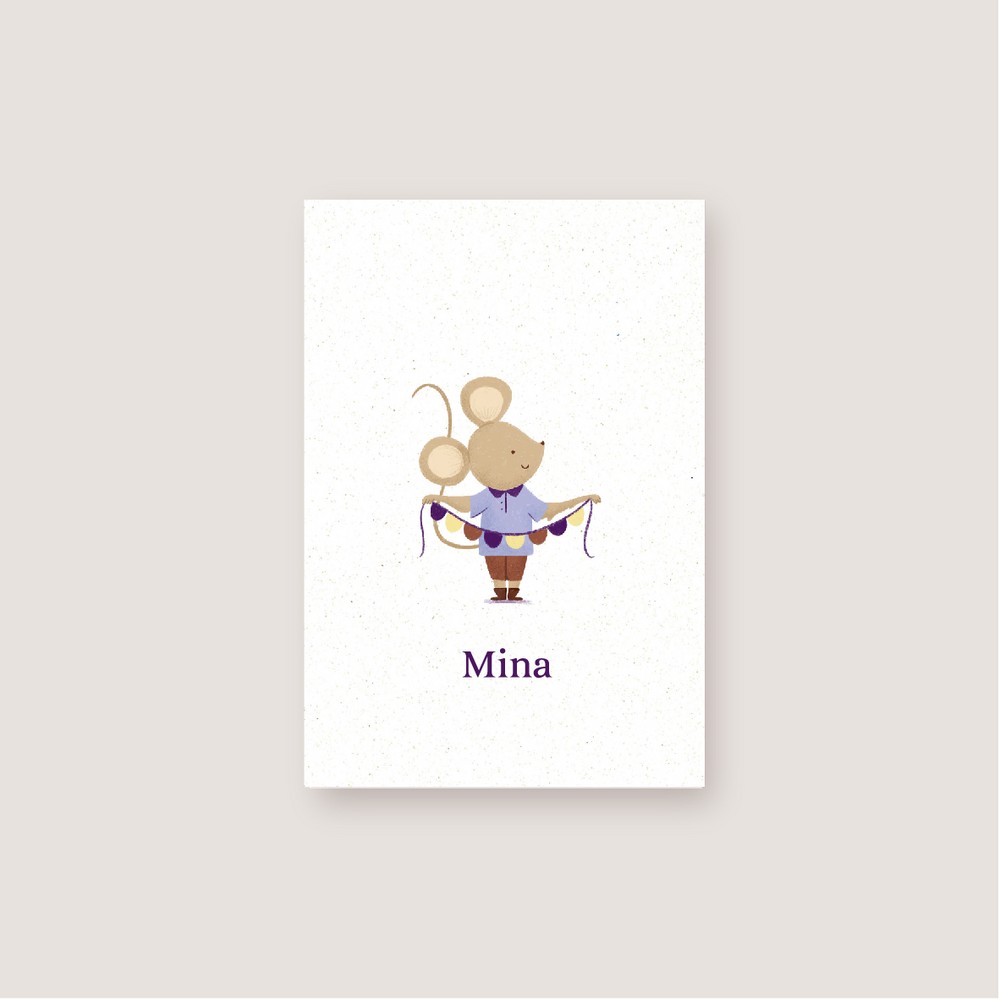 Geboortekaartje muis illustratie • MINA