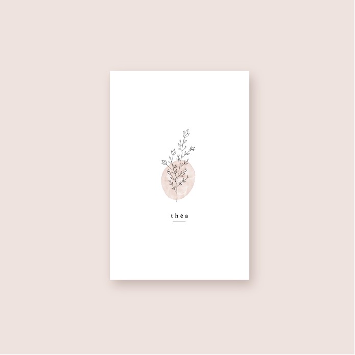 Geboortekaartje waterverf en pentekening bloem • THEA
